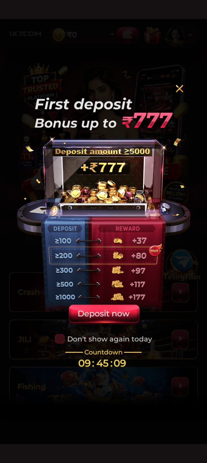 Mobile screen displaying IX7 App features, IX7 Game download process, and user login interface.